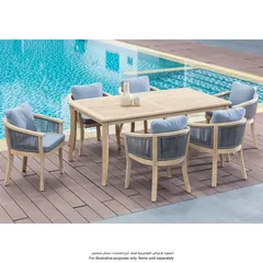 Florida Acacia Wood 6-Seater Dining Set W/Cushion (180 x 100 x 74 cm)