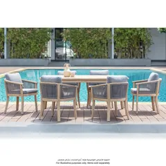 Florida Acacia Wood 6-Seater Dining Set W/Cushion (180 x 100 x 74 cm)