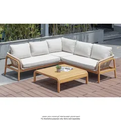 Cameo Acacia Wood & Rope 4-Seater Corner Sofa Set W/Cushion (142 x 75 x 73 cm)