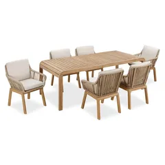 Cameo Acacia Wood 6-Seater Dining Set W/Cushion (200 x 100 x 73 cm)