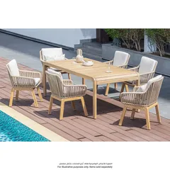 Cameo Acacia Wood 6-Seater Dining Set W/Cushion (200 x 100 x 73 cm)