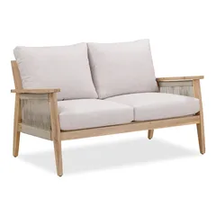 Baltimore Acacia Wood 2 Seater Sofa W/Cushions (132 x 83 x 73 cm)