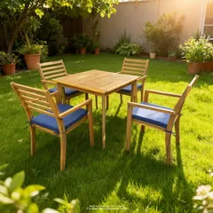 Lamu 4-Seater Acacia Wood Dining Set