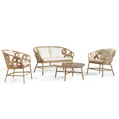 Hawaii 4-Seater Rattan & Steel Sofa Set