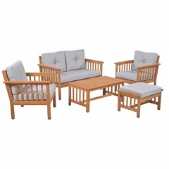 Living Accents Casa 5-Seater Acacia Wood Sofa Set (125 x 76 x 81 cm)