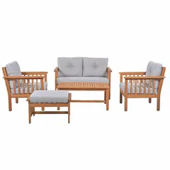 Living Accents Casa 5-Seater Acacia Wood Sofa Set (125 x 76 x 81 cm)