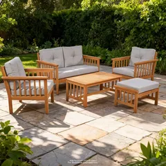 Living Accents Casa 5-Seater Acacia Wood Outdoor Sofa Set (125 x 76 x 81 cm)