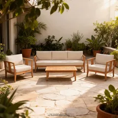 Living Accents Nicholson 5-Seater Acacia Wood Outdoor Sofa Set (184 x 68 x 61.5 cm)