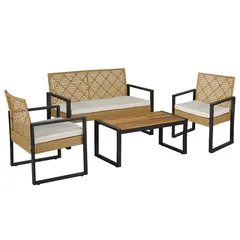 Daisy 4-Seater Rattan & Steel Sofa Set