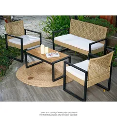 Daisy 4-Seater Rattan & Steel Sofa Set