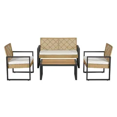 Daisy 4-Seater Rattan & Steel Sofa Set