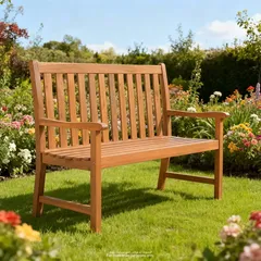 مقعد خشب أكاسيا لشخصين ليفينج أكسنتس ويندسور (121.5 × 61.5 × 95 سم)