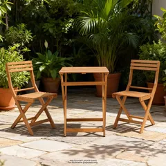 Living Accents Finn 2-Seater Acacia Wood Foldable Bistro Set (38 x 51.5 x 82 cm)