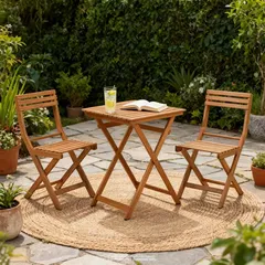 Living Accents Finn 2-Seater Acacia Wood Foldable Bistro Set (38 x 51.5 x 82 cm)