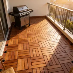 Living Accents Acacia Wood 6-Slat Floor Deck Tiles (30 x30 cm, 6 Pc.)