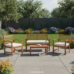 طقم كنب 4 مقاعد خشب أكاسيا ليفينج أكسنتس تالبوت (120 × 60 × 80 سم)