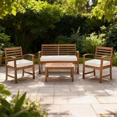 طقم كنب 4 مقاعد خشب أكاسيا ليفينج أكسنتس تالبوت (120 × 60 × 80 سم)