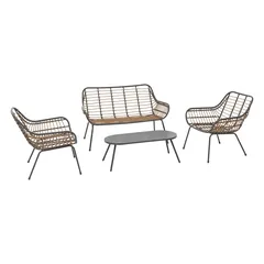 Hesperide Paopao 4-Seater Steel & Rattan Sofa Set