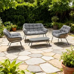 Hesperide Paopao 4-Seater Steel & Rattan Outdoor Sofa Set