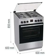 Gorenje Freestanding 4-Burner Gas Cooker W/Oven, GGI6C21XA (60 × 85 × 60 cm, 64 L)