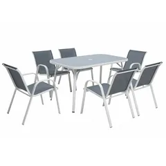 Eon 6-Seater Steel Dining Set (150 x 95 x 71.5 cm)