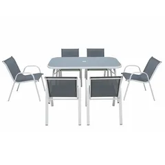 Eon 6-Seater Steel Dining Set (150 x 95 x 71.5 cm)