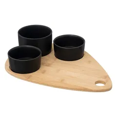 SG Bamboo & Stoneware Appetizer Set (4 Pc., Black)