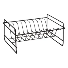رف تجفيف أطباق معدني بطبقتين 5فايف بلاكوود (48 × 29 × 28.3 سم، أسود)