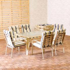 Lorenzo 6-Seater Steel Dining Set W/Umbrella Danube Home