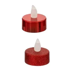 شمعة معدنية لامعة تعمل بالبطارية LED أتموسفيرا (أحمر، 8 قطع)