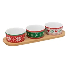 Atmosphera Christmas Pattern Bamboo Aperitif Set (3 Pc.)