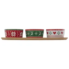 Atmosphera Christmas Pattern Bamboo Aperitif Set (3 Pc.)