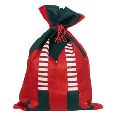 Atmosphera Polyester Elf Velvet Sack Festive Decor (70 cm, Green, Red, White)