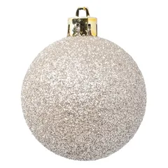 Atmosphera Plastic Christmas Baubles (60mm, Beige, 9 Pc.))