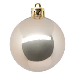 Atmosphera Plastic Christmas Baubles (60mm, Beige, 9 Pc.))