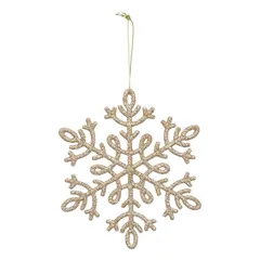 Atmosphera Plastic Snowflake Hanging Tree Decor (11.5 cm, Gold, 8 Pc.)