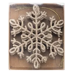 Atmosphera Plastic Snowflake Hanging Tree Decor (11.5 cm, Gold, 8 Pc.)