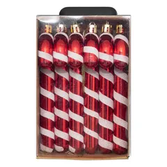 Atmosphera Plastic Sugar Cane Hanging Tree Decor (14 cm, Red, 6 Pc.)