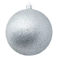 Atmosphera Plastic Christmas Baubles (10 cm, Silver & White, 6 Pc.)