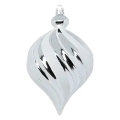Atmosphera Plastic Christmas Baubles (10 cm, Silver & White, 6 Pc.)