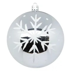 Atmosphera Plastic Christmas Baubles (10 cm, Silver & White, 6 Pc.)