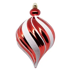 Atmosphera Plastic Christmas Baubles (10 cm, Red & White, 6 Pc.)