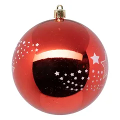 Atmosphera Plastic Christmas Baubles (10 cm, Red & White, 6 Pc.)