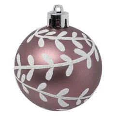 Atmosphera Plastic Christmas Baubles (6 cm, Dark Pink, 12 Pc.)