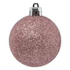 Atmosphera Plastic Christmas Baubles (6 cm, Dark Pink, 12 Pc.)