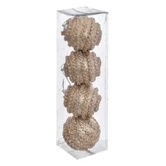 Atmosphera Wool Effect Polyethylene Bauble (4 Pc., Gold)