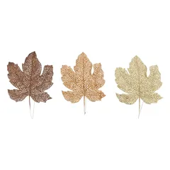 Atmosphera Steel Ornament Brown Maple Tree Decor Set (Golden Brown, 3. Pc.)