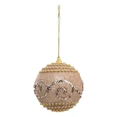 Atmosphera Christmas Baubles with Beads Pack (8 cm, Gold, 3 Pc.)