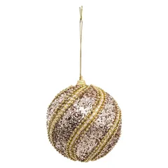 Atmosphera Christmas Baubles with Beads Pack (8 cm, Gold, 3 Pc.)