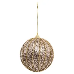 Atmosphera Christmas Baubles with Beads Pack (8 cm, Gold, 3 Pc.)